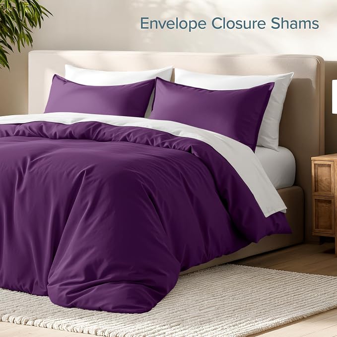 Bare Home Duvet Cover Set 1800 Ultra-Soft (Twin/Twin XL, Plum) | Lightweight, Cooling, Breathable, Premium 1800 Ultra-Soft, All-Season