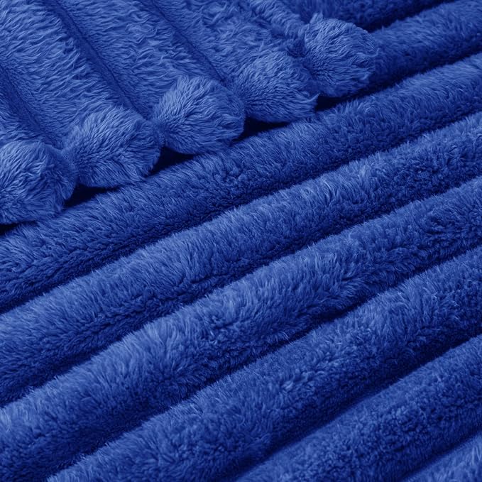 Exclusivo Mezcla Striped King Size Fleece Blanket for Bed, Couch, 90"x104" | Soft Breathable Cozy Bed Blankets, Lightweight Plush Fluffy Fuzzy Jacquard Decorative Blankets