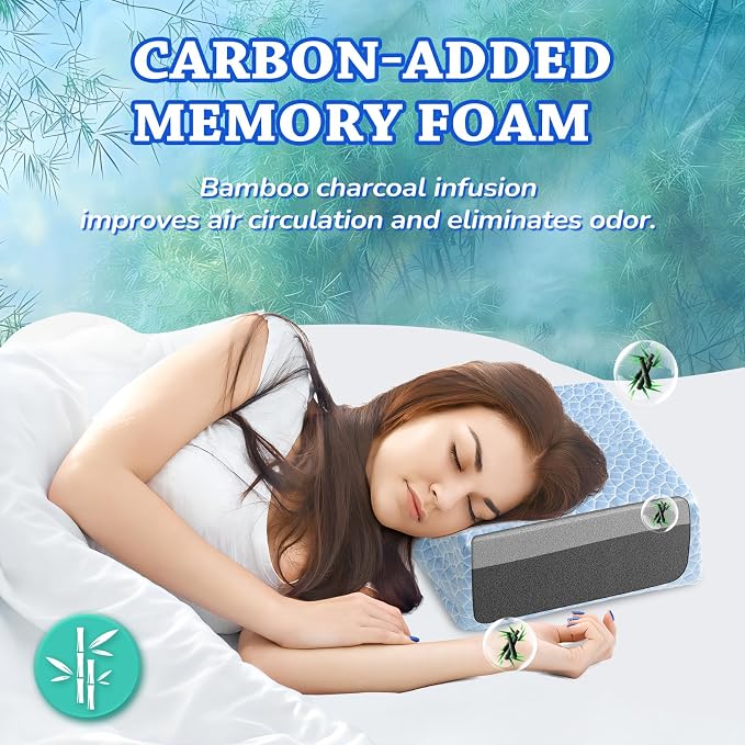 HARBOREST Cooling Cube Pillow - Side Sleeper Pillow for Neck and Shoulder Pain, Memory Foam Pillow Cube Pro with Adjustable Firmness,12"x12"x5", Blue