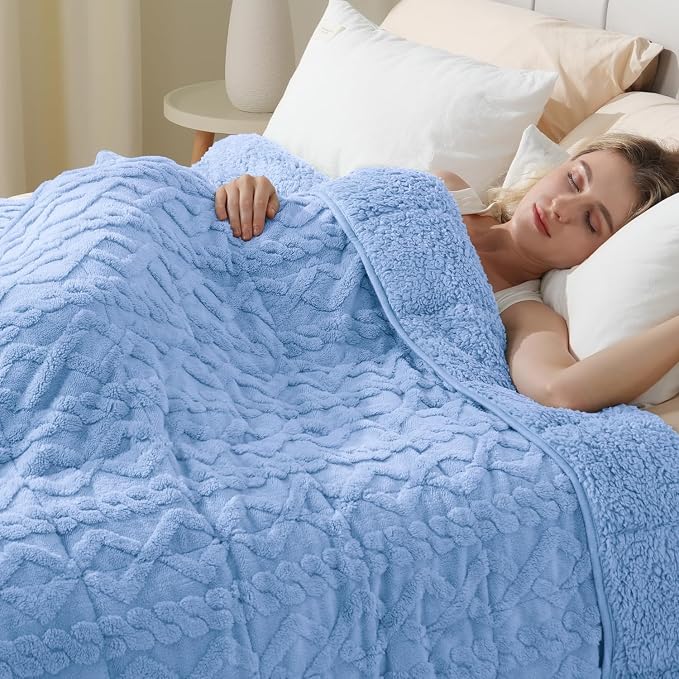 Ultra Soft Sherpa Weighted Blanket for Adults, 60"x80" 15lbs Heavy Blankets | Cozy Comfort for Relaxing Nights, Double-Sided Fluffy Sherpa & Fleece, Double Inner Layers-No Bead Bunching, Even Weight