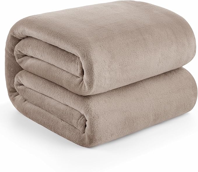 Hansleep Twin Mocha Brown Fleece Blanket, Soft Flannel Bed Blanket | Fuzzy Cozy Blanket 60x80 Inches, Multi-use for Bed, Sofa, Couch, Travel, Camping, All Season Warm Lightweight Cover