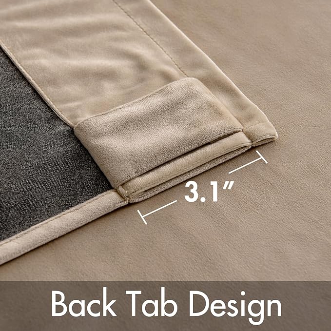 MIULEE Velvet Curtains 52x63 inches 2 Panels Camel Beige Blackout Curtains | Luxury, Bedroom Living Room, Thermal Insulated, Super Soft Window Drapes, Rod Pocket & Back Tab