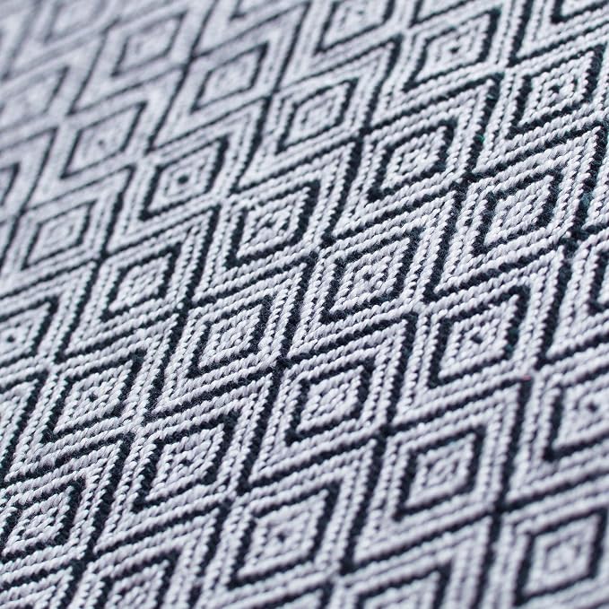 Americanflat 50x60 Throw Blanket - Soft and Breathable Cotton Throw Blanket for Couch, Bed, Chair - Decorative Blankets Perfect for Home or Outdoor Use - Navy Blue and White Double Diamond Design