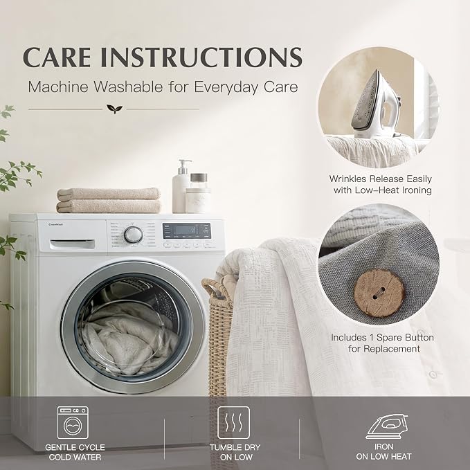Oli Anderson 100% Egyptian Cotton Duvet Cover Queen Size, Grey, 3 Pieces | Yarn Dyed Jacquard Textured Bedding Set, Striped Boho Design, Pre-Washed, Button Closure, Soft Breathable, All Season Comfort