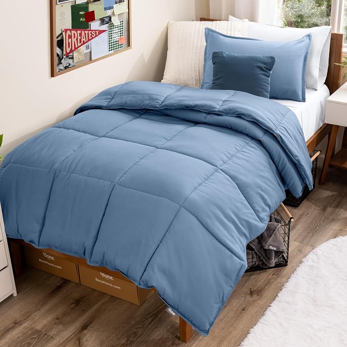 Bare Home Comforter Set - 1800 Ultra Soft (Twin/Twin XL, Coronet Blue) | All-Season, Breathable, Hypoallergenic, Premium 1800, Warm, Cozy