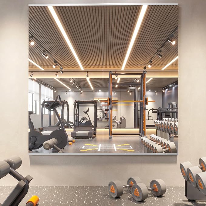 pertetey 67 x 24 in Home Gym Mirrors, Frameless, 2-Pack | Tempered Glass, Full Body View, Wall Mounted for Yoga, Exercise, Dance Studio