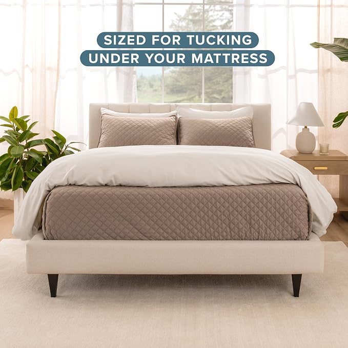 Bare Home Coverlet Set - Full/Queen - Lightweight Bed Decor - Comforter Alternative - All-Season Quilted Bedspread (Full/Queen, Taupe)