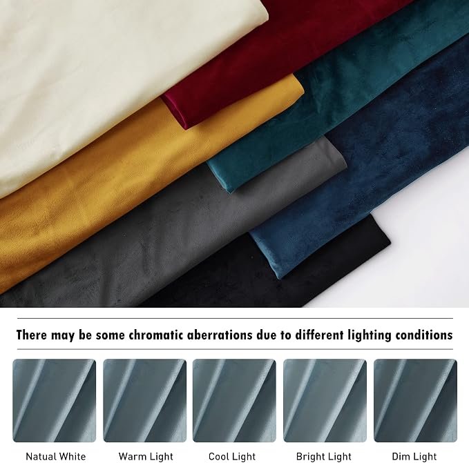 RYB HOME Velvet Curtains 80 inches Long for Living Room Bedroom, Back Tab | Thermal Insulated, Privacy Assured, Luxurious Home Decor, Covers for Doorway Closet, W52 x L80, Stone Blue, 2 Panels Set