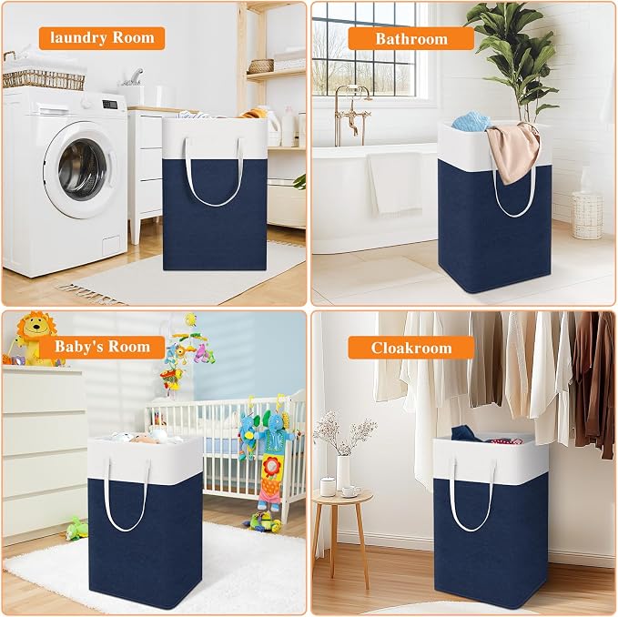 TasticTotes Laundry Basket 3-Pack, Laundry Hamper, 88L-Blue | Clothes Laundry Hamper, Collapsible Laundry Basket, Freestanding laundry hamper with Handles for Home or Dorm