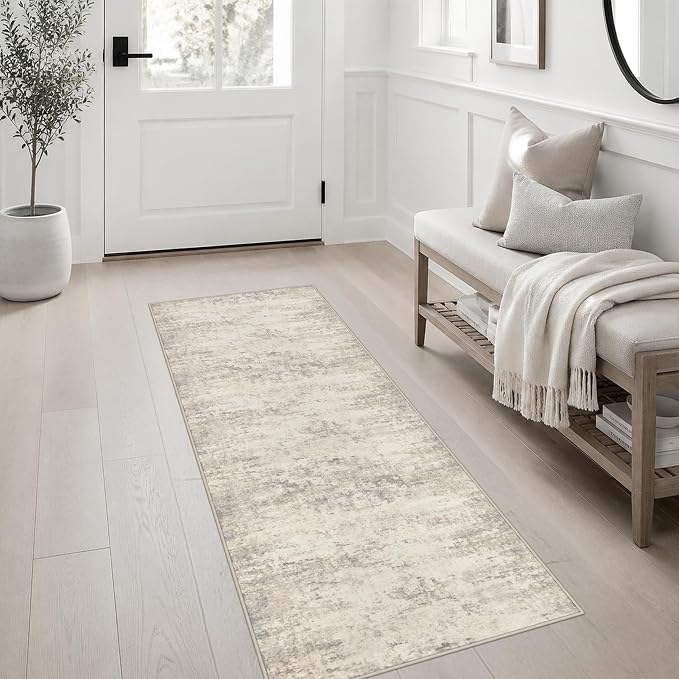 2x5 Washable Runner Rug：Modern Abstract Soft Carpet Brown Beige | For Hallway, Bedroom, Kitchen, Laundry, Bathroom,Door Mat,Modern Abstract,Machine washable,Non-Slip,Stain Resistant,Indoor