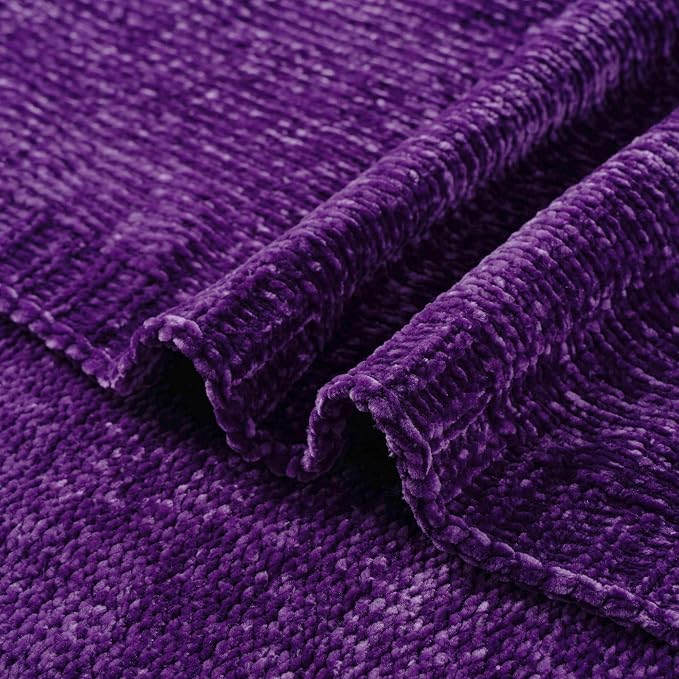 Chenille Throw Blanket for Couch Bed, Purple Knit Throw Blanket 51"x67" | Shiny Chenille Blanket, Super Soft Knitted Blankets for Sofa Home Decor