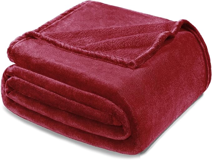 Exclusivo Mezcla Soft Large Fleece Throw Blanket for Couch, Deep Red | 50x70 Inches, Double-Sided Brushed Flannel, Lightweight Plush Cozy Blanket for Home Decor, All Season, Machine Washable