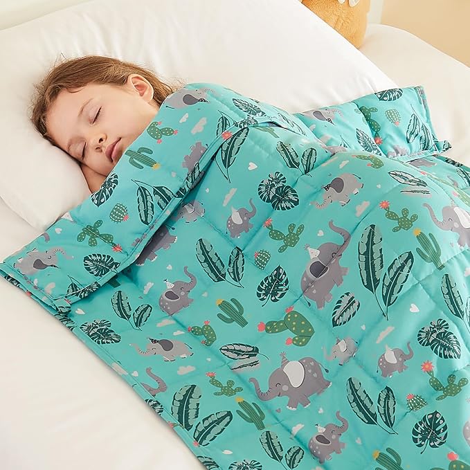 Weighted Blanket - 10 lbs Green Bush Heavy Blanket - Small Size Breathable Lap Blanket(50"x60", 10 lbs)