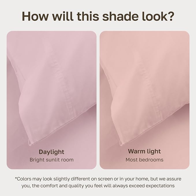 California Design Den Organic Cotton Deep Pocket Full Size Sheets Set, Pink | GOTS Certified, Lightweight Crisp & Airy Percale For Hot Sleepers, 15" Deep Pocket, All-around Elastic - Pink - Chalky Tone