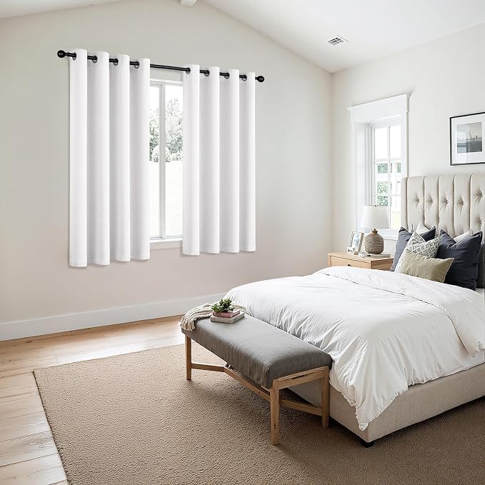 MIULEE Blackout Curtains for Bedroom 2 Panels 55 x 68 Inch Long Pure White | Thermal Insulated, Living Room Darkening Grommet Drapes, Noise Reducing, Light Blocking Window Treatments