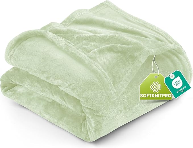 Utopia Bedding Soft Fleece Bed Blanket Twin Size Sage Green (60x80 Inch) | Microfiber Plush Warm Lightweight Breathable Cozy Blanket Anti-Static, All Season Use, Gift for Women and Men