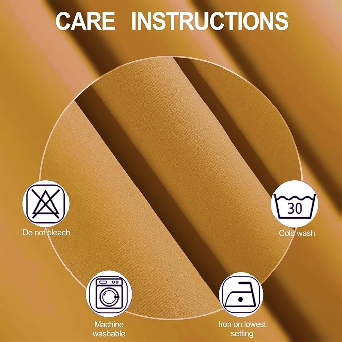 Mustard Yellow Blackout Curtains/38 x 54 Inch/Set of Two Panels Grommet Living Room Curtains