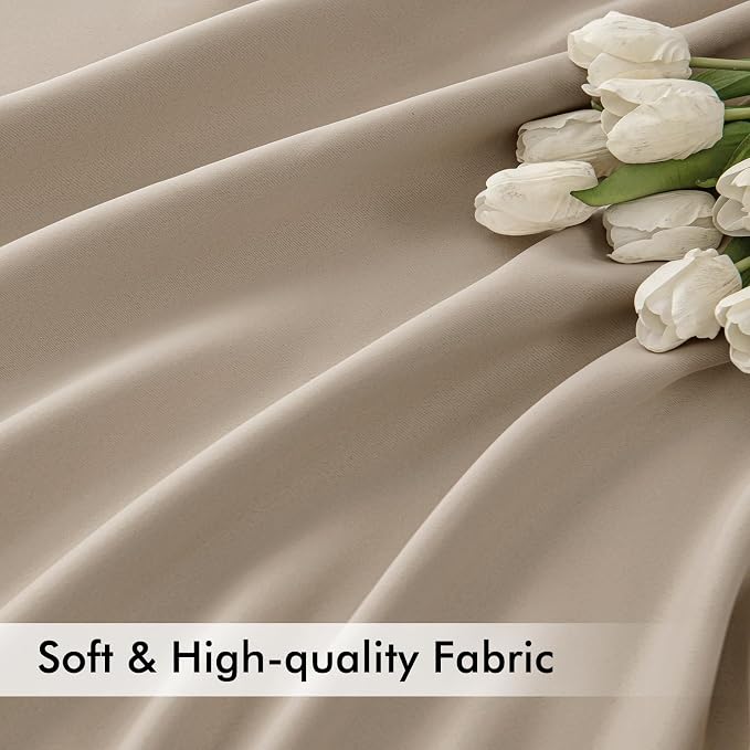MIULEE Taupe Back Tab Blackout Curtains 52x102 Inch Long 2 Panels Set | Rod Pocket Pinch Pleated, Thermal Insulated, Bedroom Living Room Darkening Drapes, Light Blocking Floor to Ceiling Curtains