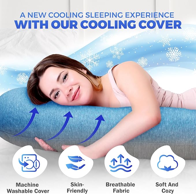 Pregnancy Pillows for Sleeping – 57-Inch Maternity Pillow for Pregnant Women with Removable Washable Cover – Support for Back, Belly, Neck, Legs, & Hips – V C U Shaped Full Body Pillow