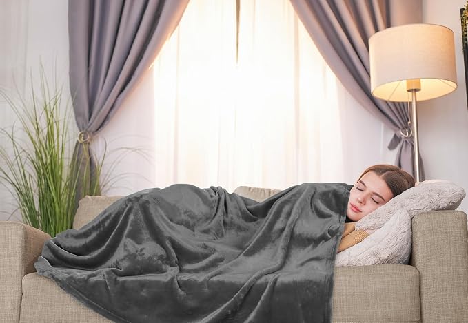 Utopia Bedding Ultra Soft Fleece Bed Blanket Throw Size Grey (50x60 Inches) | Microfiber Plush Warm Lightweight Breathable Cozy Blanket Anti-Static, All Season Use, Gift for Women and Men