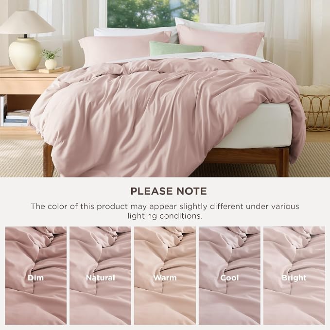 Bedsure Duvet Cover King Size, 3Pcs Double Brushed Bedding Set, Rose Pink | For Kids & Adults, 104"x90" Comforter Cover, Hotel Luxury, All Season, Breathable, Easy Care, Lightweight, Zipper Closure