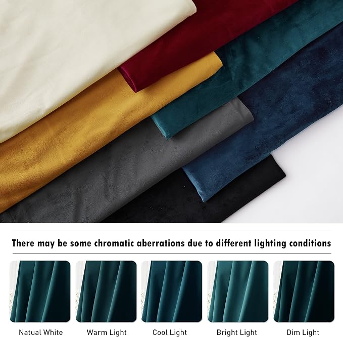 RYB HOME Teal Velvet Blackout Curtains 96 inches for Bedroom Living Room | Thermal Insulated,Privacy UV Block,OEKO-TEX Certified,Luxury Window Decor for Dining Room Sliding Door,W52 x L96,2 Panels