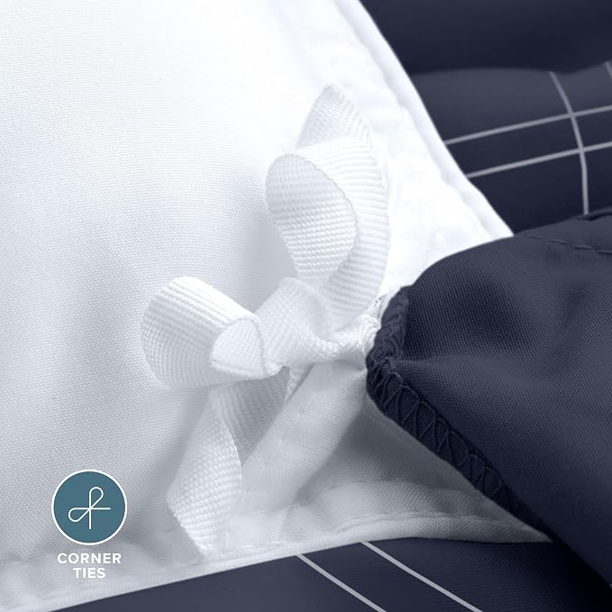 Bare Home Duvet Cover Set Twin/Twin XL, Modern Plaid - Midnight Blue/White | 1800 Ultra-Soft, Lightweight, Cooling, Breathable, Premium, All-Season