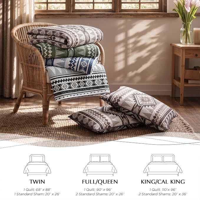 akkialla Reversible Black Boho Twin Quilt Set, 2-Piece Bohemian Aztec Microfiber Bedspread, Soft Lightweight All-Season Coverlet (1 Quilt, 1 Sham)