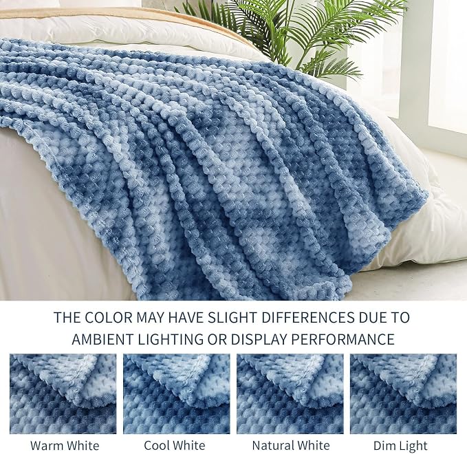 Exclusivo Mezcla Large 3D Fleece Throw Blanket for Couch, Tie-dye Blue | Extra Soft Fuzzy Plush Lightweight Throws, Cozy Fluffy Decorative Blankets for All Seasons, 50x70 Inches