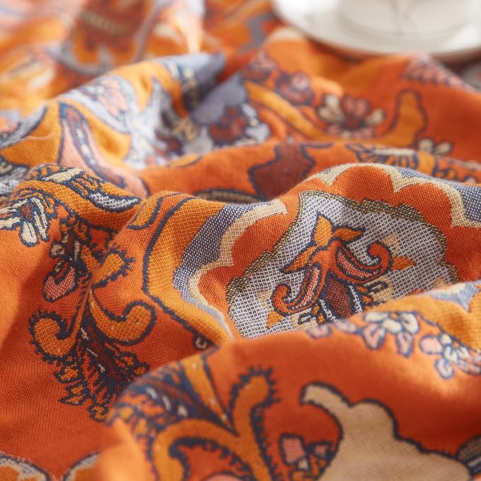 Boho Throw Blanket for Couch Sofa Bed, 100% Cotton Woven Quilt with Tassel 60”x80”, Super Soft Muslin Blanket with Floral Printed, Decorative Reversible Bed Blanket/Cover for All Seasons