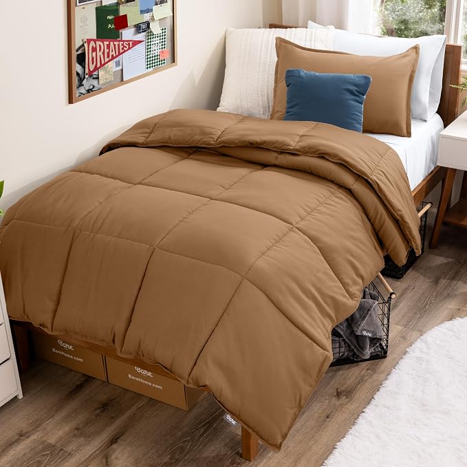 Bare Home Comforter Set - 1800 Ultra Soft (Twin/Twin XL, Caramel) | All-Season, Breathable, Hypoallergenic, Premium 1800, Warm, Cozy