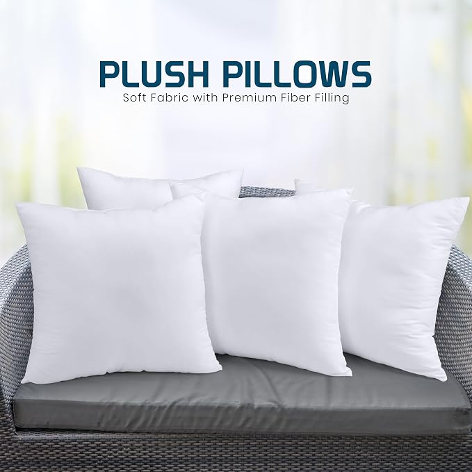 Utopia Bedding Throw Pillows, Decorative 22x22 Pillow Inserts, Set of 4 | Down alternative pillow insert with plush fluffy fill for beds sofas couches and chairs. Suitable for indoor outdoor use.