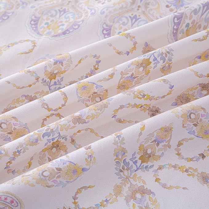 OAITE Twin Floral Pattern Duvet Cover Set Unique Design 3pcs 100% Cotton | Exquisite Stitched Hem, Breathable,Soft,Hidden Zipper,8 Corner Ties,Easy Care for All Season