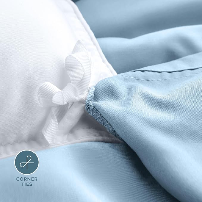 Bare Home Duvet Cover Set 1800 Ultra-Soft (Queen, Light Blue) | Lightweight, Cooling, Breathable, Premium 1800 Ultra-Soft, All-Season