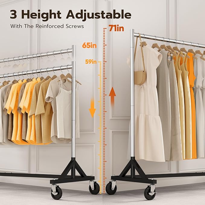 HOKEEPER Commercial Z Base Garment Rack Hold 500LBS Heavy Duty Clothing Rack Adjustable Rolling Clothes Rack for Hanging Clothes Racks on Wheels Portable Z Rack, Chrome Finish | Portable Z Rack, Commercial Heavy Duty Clothing Rack Rolling Garment Rack ...