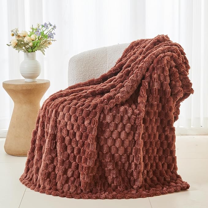 NEWCOSPLAY Fleece Clouds Cozy Throw Blanket for Couch, Coffee, 50"x60" | Premium Silky Flannel Blanket, Soft Lightweight Fluffy Throw Blanket for Bed Sofa Decor, Gift for All Season Use