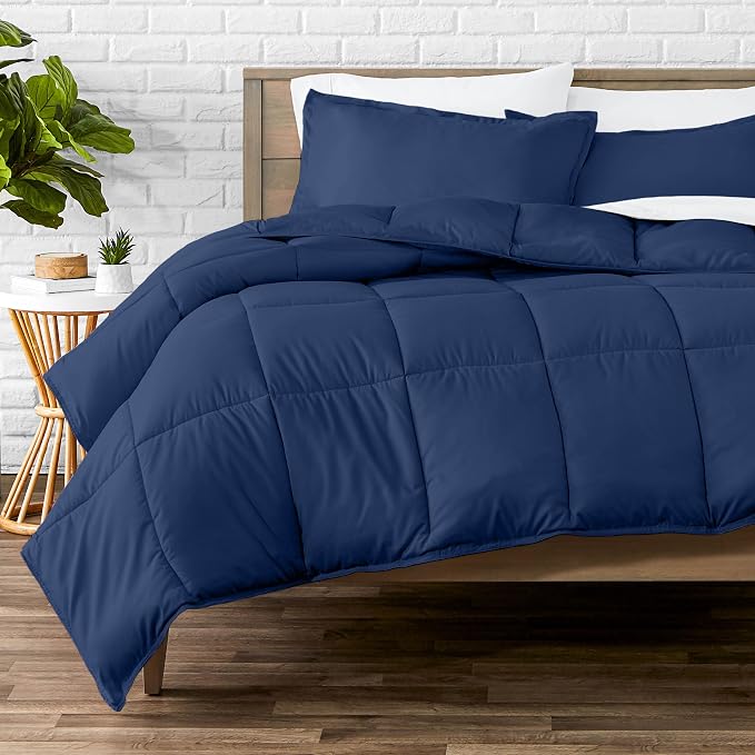 Bare Home Queen Comforter Set - 1800 Ultra Soft (Queen, Dark Blue) | All-Season, Breathable, Hypoallergenic, Premium 1800, Warm, Cozy