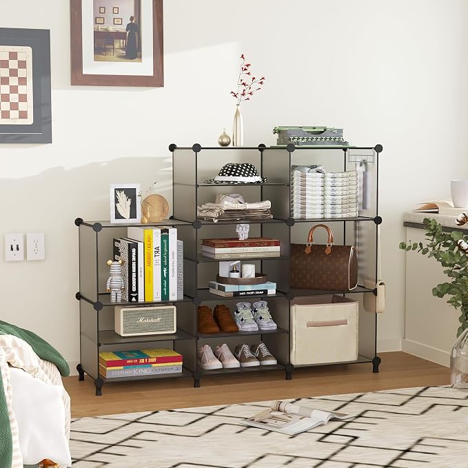 AWTATOS Closet Organizer 8 Cube Storage Shelves, Grey | Closet Organizers, Clothes Storage Shelf, DIY Stackable Plastic Cubby Shelving for Closet Bedroom Living Room Office