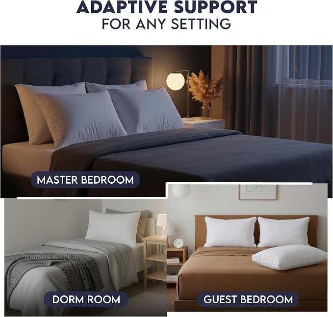 Utopia Bedding Bed Pillows for Sleeping Standard Size (White), Set of 2, Soft & Fluffy Pillow with Down Alternative Filling, Cooling, Hotel Quality, Gusseted Pillow for Back, Stomach or Side Sleepers