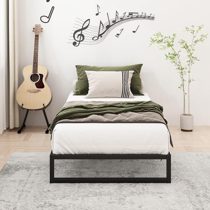 Lutown-Teen 9 Inch Twin XL Bed Frames Heavy Duty Sturdy Metal Platform Bed Frame No Box Spring Needed, Noise Free, Easy Assembly, Black
