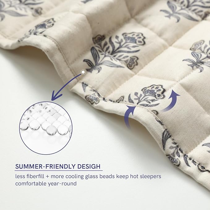 YnM 20lbs Weighted Blanket for Adults, Linen Heavy Bed Throw Blanket with Cooling Glass Beads for All Season Use, Ideal for ~190lbs (60x80 Inches, Queen, Damask)