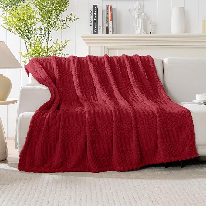 Red Throw Blanket - Soft & Fluffy Fleece, Cute & Aesthetic, Perfect for Sofa, Couch, Chair, Bed, Living Room & Bedroom, All-Season Use, Plush & Cozy Decorative Blanket 50x60