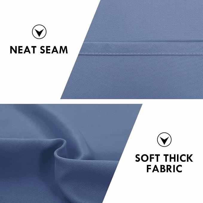 DWCN Wide Blackout Curtains for Bedroom 70 x 84 Inch Long Dusty Blue | 2 Panels Set, Room Darkening, Thermal Insulated, Light Blocking, Rod Pocket Drapes, Noise Reducing Window Treatment