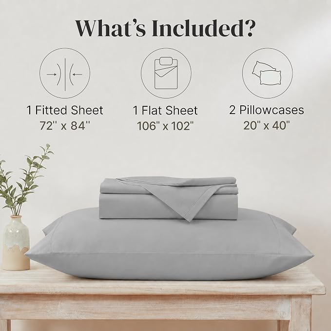 Modern Threads Soft Microfiber Solid Sheets - Luxurious Microfiber Bed Sheets - Includes Flat Sheet, Fitted Sheet with Deep Pockets, & Pillowcases Vapor Blue California King