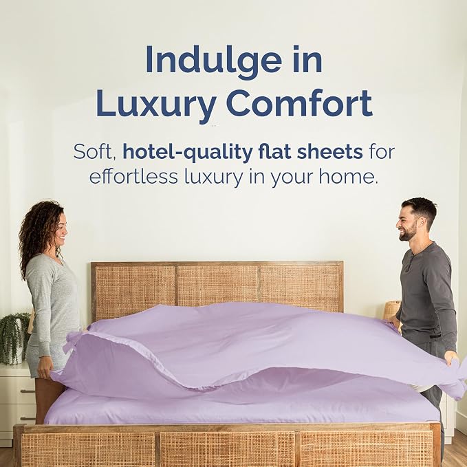 Twin XL Flat Sheet - College Dorm Room - Top Flat Sheet - Light Lavender | College Dorm Room Essentials, Ultra-Soft, Breathable & Cooling, Fade & Wrinkle Free, Easy-Care, Stain & Shrink Resistant
