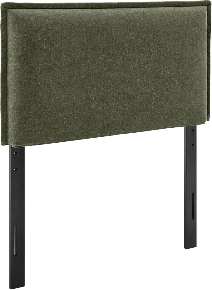 Modway Camille Twin Size Upholstered Linen Blend Headboard with Removable Slipcover – in Sage - Padded Pillow Style Headboard with Adjustable Mounting for Twin Beds