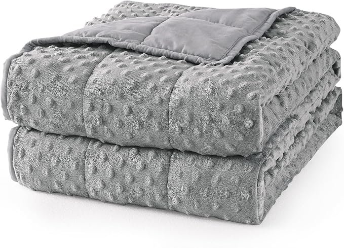 Mr. Sandman Weighted Blanket for Adults, Full Size 12 lbs, 48 x 72 Inches | Cooling Soft Minky for Hot Sleepers; Machine Washable; Filled with Glass Beads; Heavy Bed Throw for Sleep; Grey