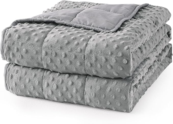 Mr. Sandman Weighted Blanket for Adults, Full Size 15 lbs, 48 x 72 Inches | Cooling Soft Minky for Hot Sleepers; Machine Washable; Filled with Glass Beads; Heavy Bed Throw for Sleep; Grey