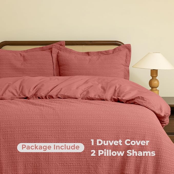 Dreamology Waffle Weave Duvet Cover,Full Size Duvet Cover Set,100% Cotton | Waffle Duvet Cover with Zipper Closure, Soft Bedding & Breathable Duvet Covers,Bedding Duvet Cover Full,3 Pcs (Terracotta)