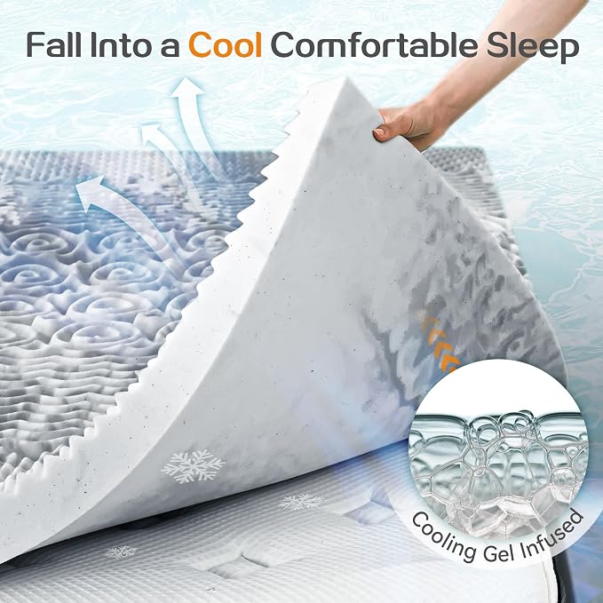 SINWEEK Mattress Topper 5-Zone Memory Foam Mattress Topper Pressure Relieve Soft Mattress Pad, CertiPUR-US Certified, 1.5 Inch King Size, Gray
